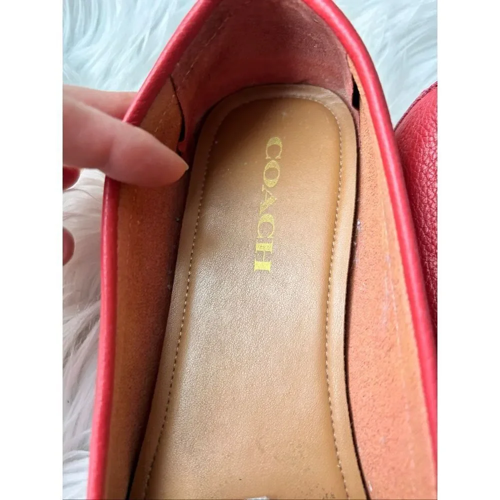 COACH Olive Horsebit Leather Slip-On Loafers Women's Sz 10 orange - Picture 2 of 5